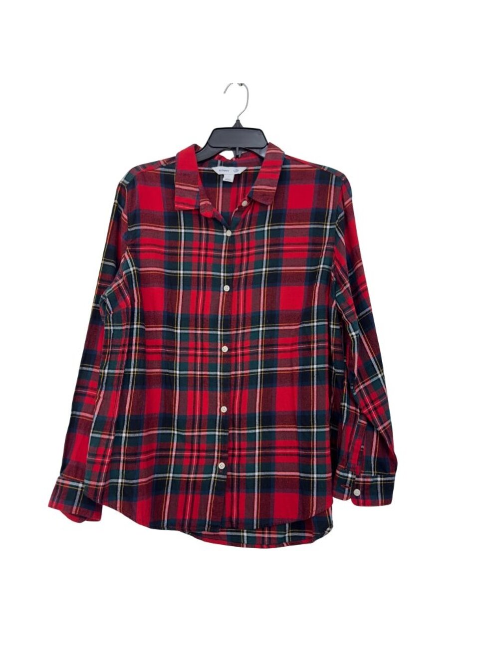Old Navy Red Plaid Button-Up Long Sleeve Classic Flannel Shirt Women Size XL